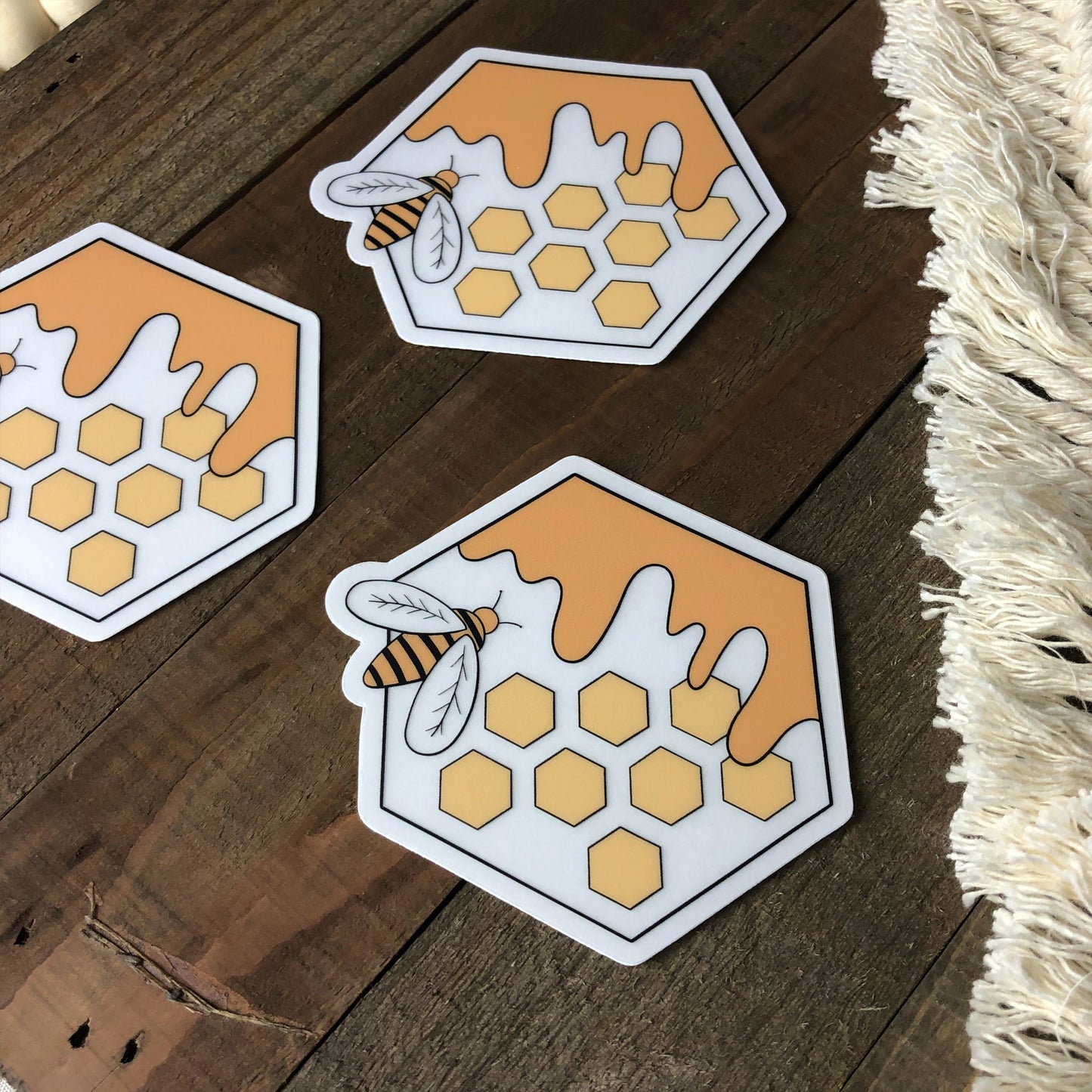Hexagon Honey Bee Vinyl Sticker