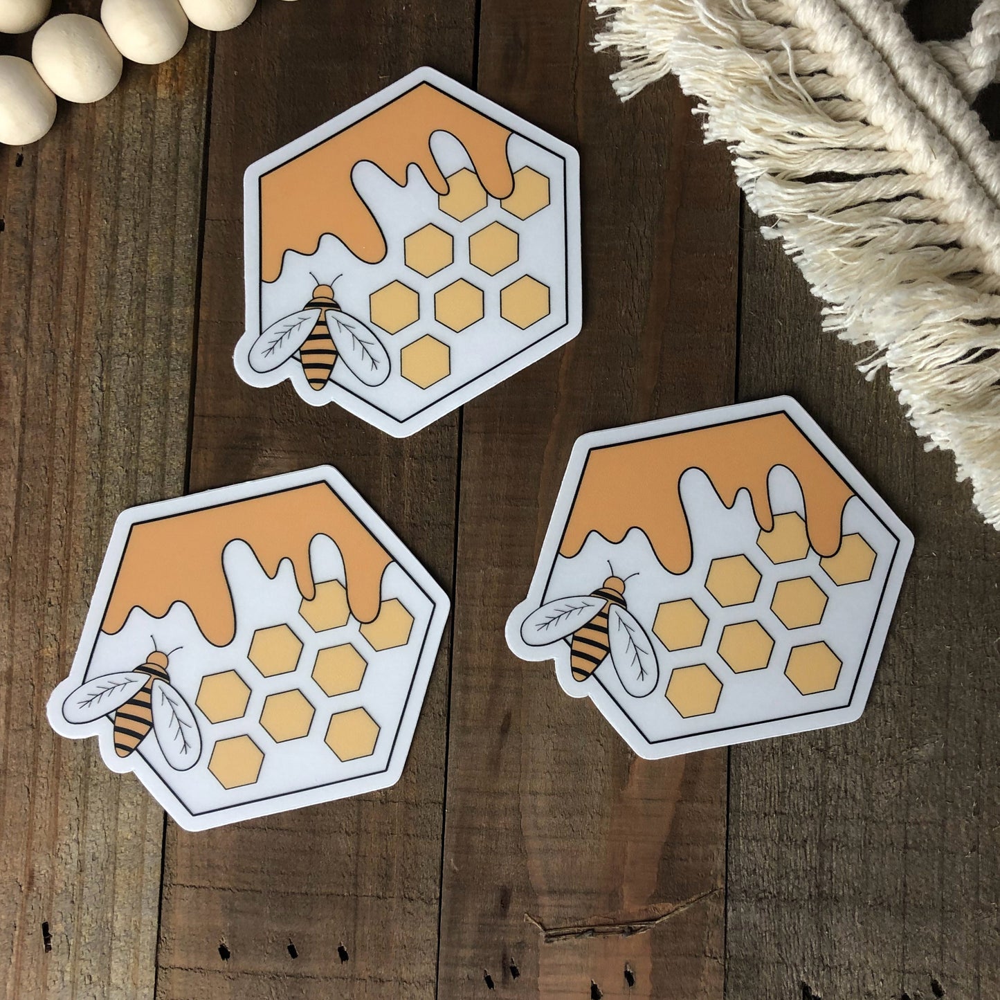 Hexagon Honey Bee Vinyl Sticker