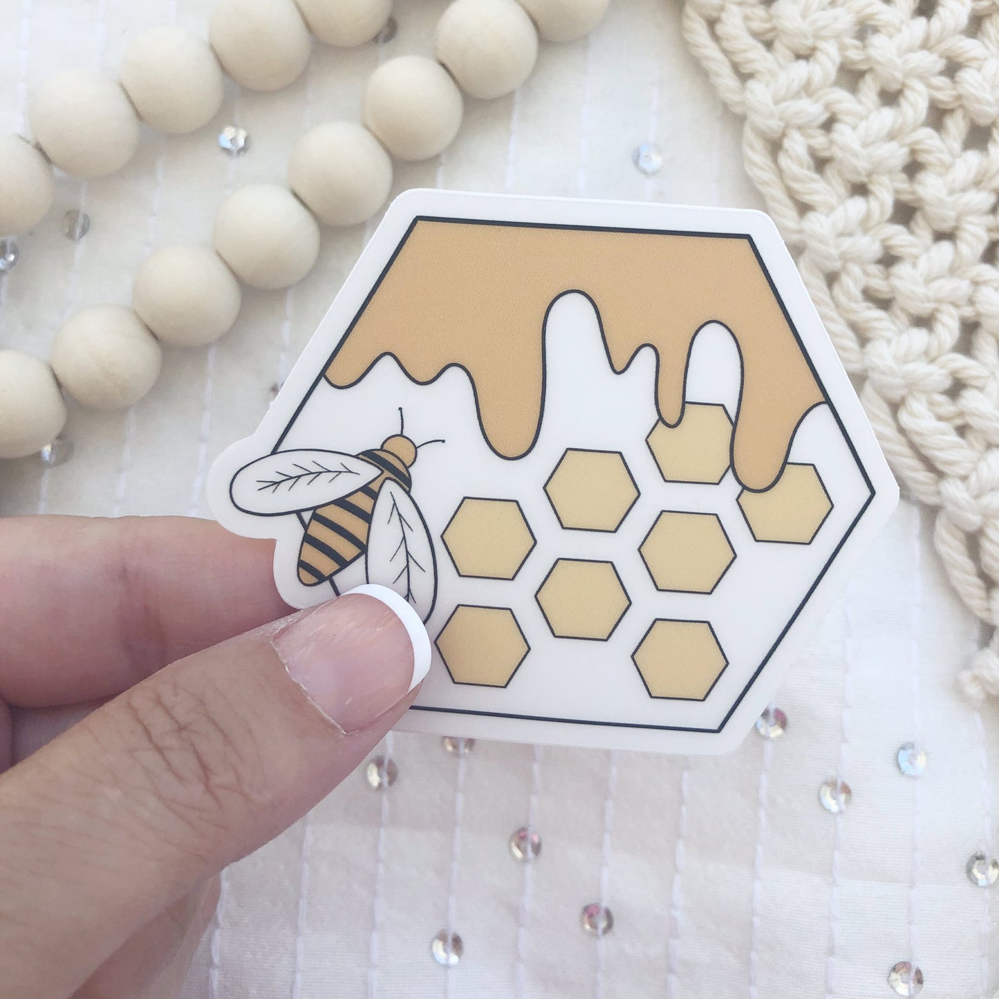 Hexagon Honey Bee Vinyl Sticker