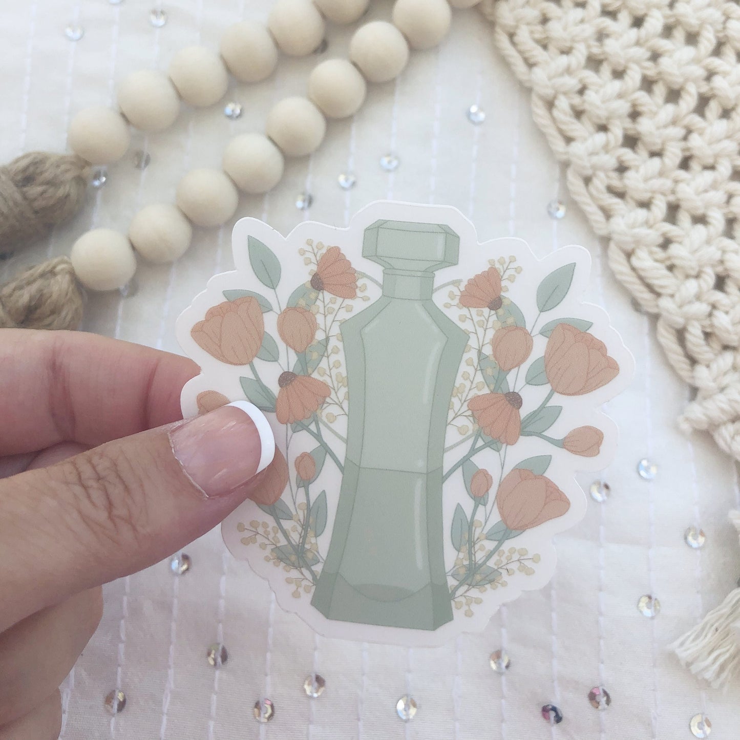 Floral Perfume Bottle Vinyl Sticker