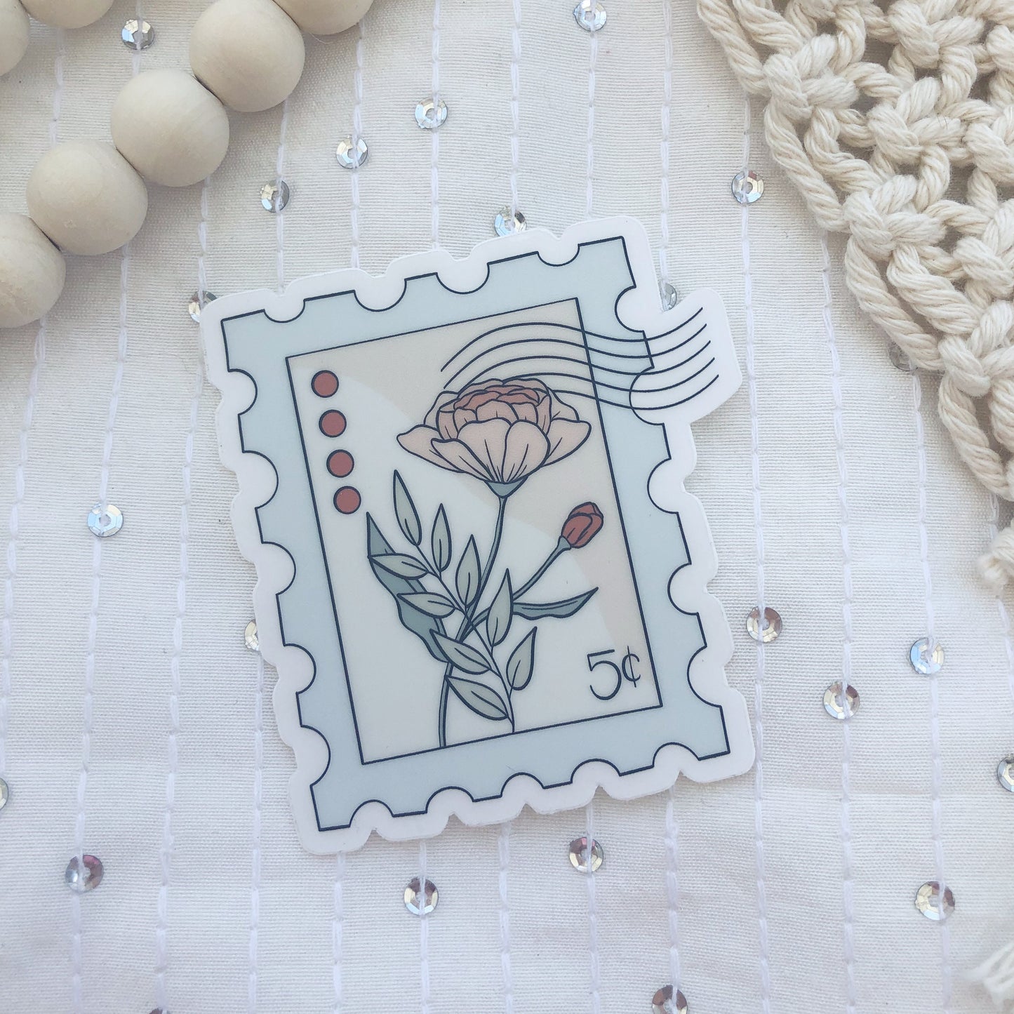 Floral Stamp Vinyl Sticker
