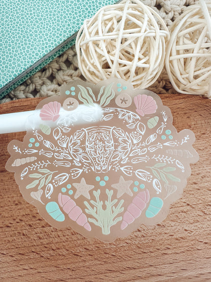 Beachy Crab Sticker | Coastal Ocean Vinyl Die-Cut | Water Bottle & Beach Bag Decal