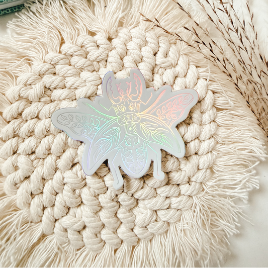 Holographic Beetle Two | Shimmering Vinyl Die-Cut | Water Bottle & Laptop Decal