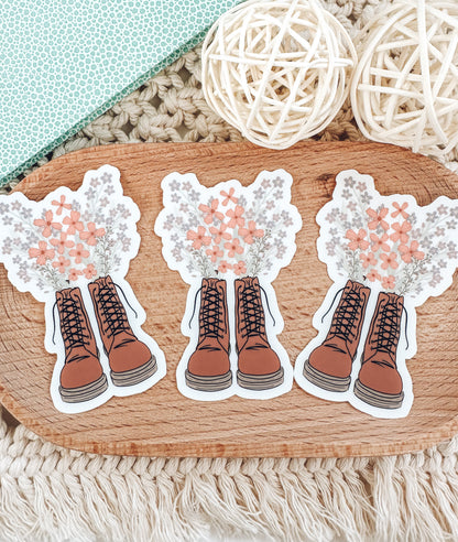 Doc Martens Flowers Sticker | Floral Boot Vinyl Die-Cut | Water Bottle & Laptop Decal