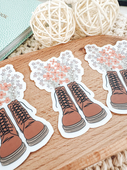Doc Martens Flowers Sticker | Floral Boot Vinyl Die-Cut | Water Bottle & Laptop Decal
