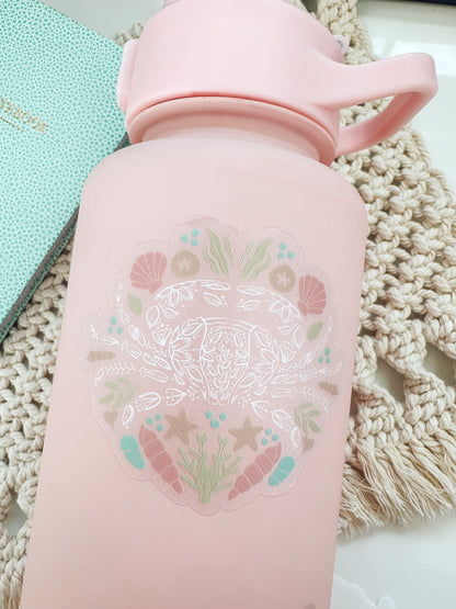 Beachy Crab Sticker | Coastal Ocean Vinyl Die-Cut | Water Bottle & Beach Bag Decal