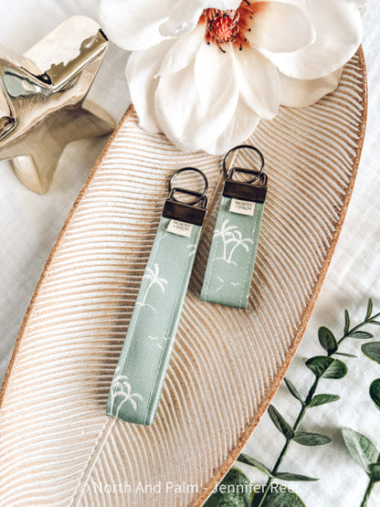 Blue Beach Days Wristlet Key Fob | Coastal Handmade Key Chain | Ocean Wrist Strap