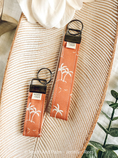 Orange Beach Days Wristlet Key Fob | Coastal Handmade Key Chain | Vacation Wrist Strap