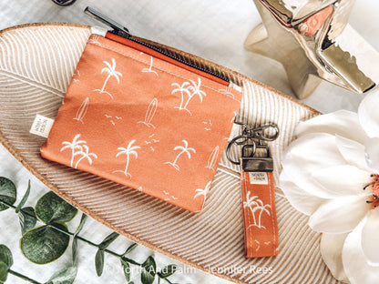 Orange Beach Days Mini Zipper Pouch | Coastal Handmade Coin Purse | Small Beach Bag