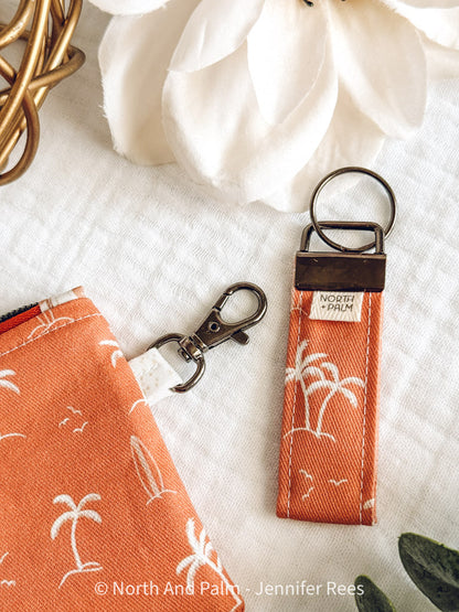 Orange Beach Days Wristlet Key Fob | Coastal Handmade Key Chain | Vacation Wrist Strap