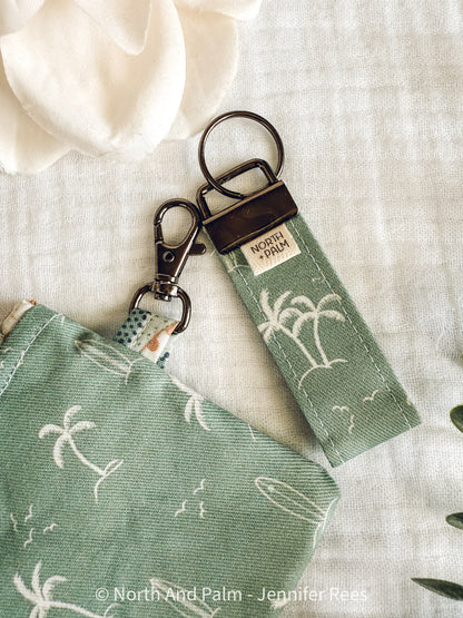 Blue Beach Days Wristlet Key Fob | Coastal Handmade Key Chain | Ocean Wrist Strap