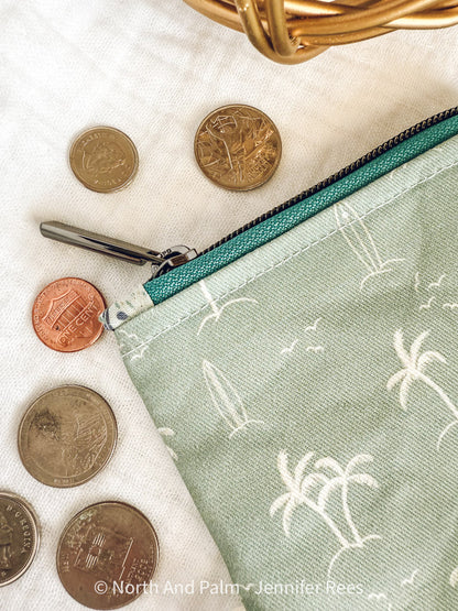 Blue Beach Days Mini Zipper Pouch | Coastal Handmade Coin Purse | Small Beach Bag