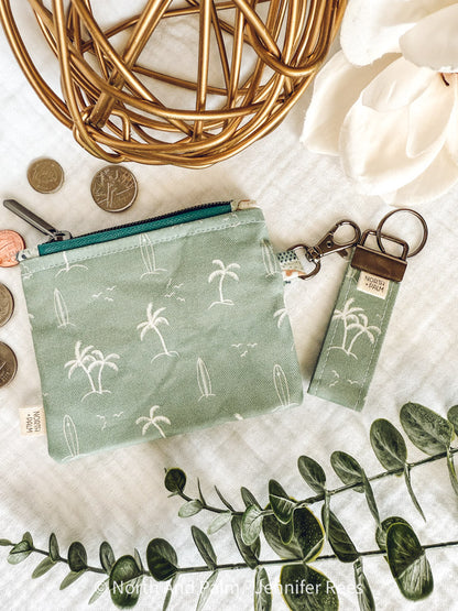 Blue Beach Days Mini Zipper Pouch | Coastal Handmade Coin Purse | Small Beach Bag