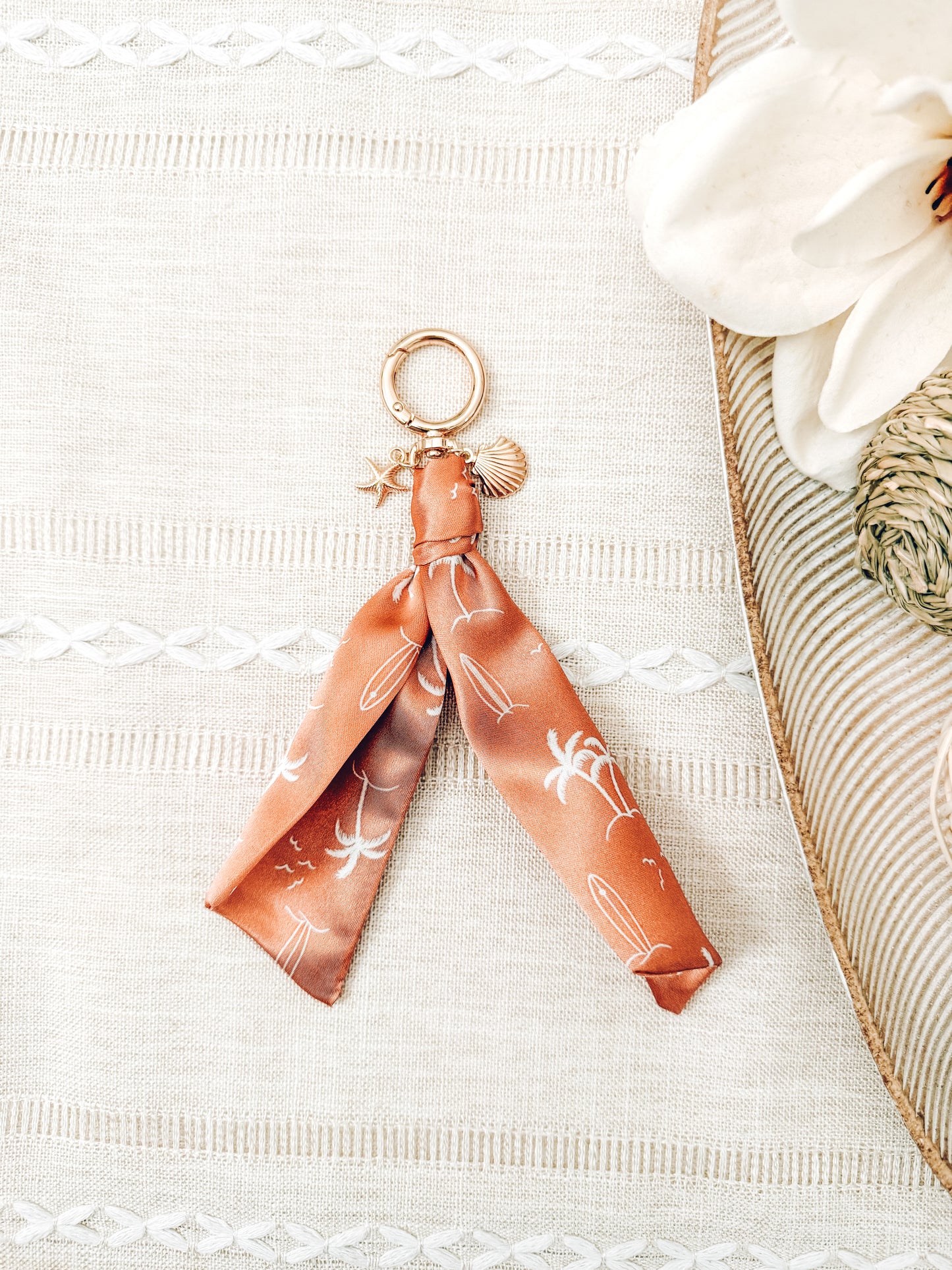 Beach Days | Coastal Satin Purse Charm | Gold Seashell Bag Charm | Handmade Beach Accessory