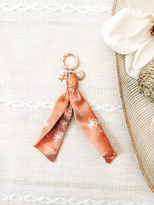 Beach Days | Coastal Satin Purse Charm | Gold Seashell Bag Charm | Handmade Beach Accessory