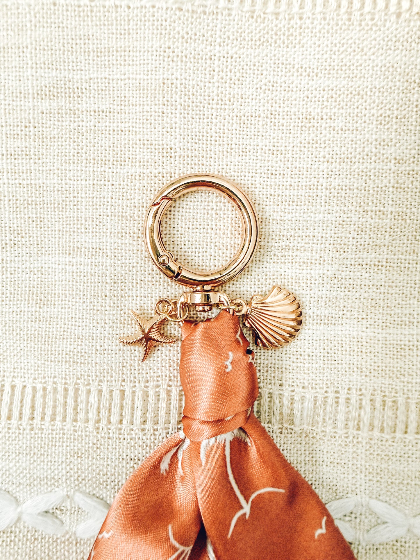 Beach Days | Coastal Satin Purse Charm | Gold Seashell Bag Charm | Handmade Beach Accessory