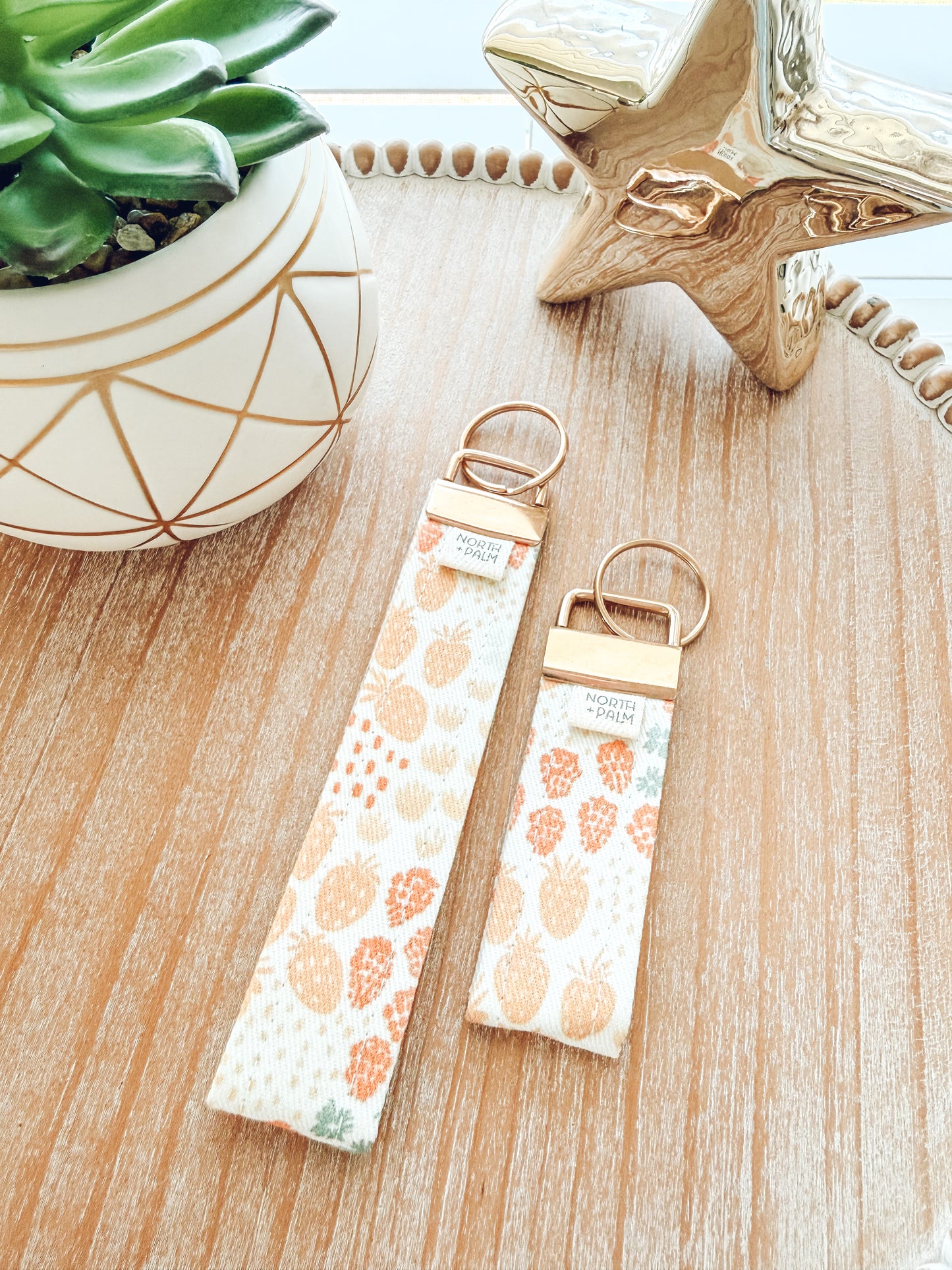 Sherry | Berry Print Wristlet Key Fob | Cute Handmade Key Chain | Wrist Strap