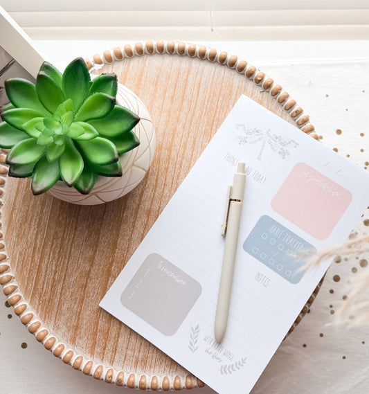 Dragonfly Daily Planner Notepad | Floral Illustrated To-Do List
