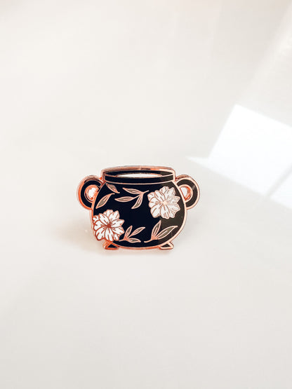 Cauldron Enamel Pin | Rose Gold Hard Enamel Pin | Witchy Halloween Pin