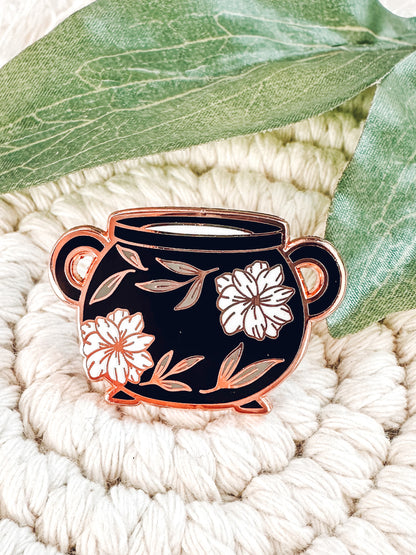 Cauldron Enamel Pin | Rose Gold Hard Enamel Pin | Witchy Halloween Pin