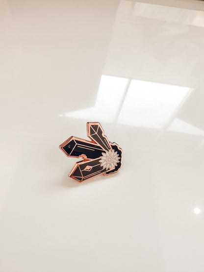 Crystals Enamel Pin | Rose Gold Hard Enamel Pin | Witchy Crystal Lover Pin