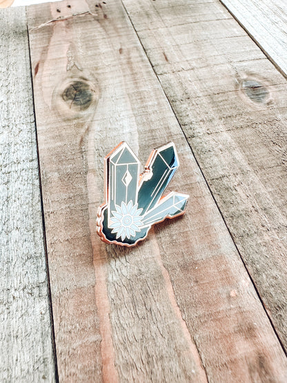 Crystals Enamel Pin | Rose Gold Hard Enamel Pin | Witchy Crystal Lover Pin