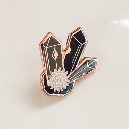 Crystals Enamel Pin | Rose Gold Hard Enamel Pin | Witchy Crystal Lover Pin