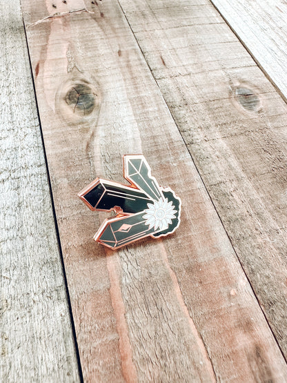 Crystals Enamel Pin | Rose Gold Hard Enamel Pin | Witchy Crystal Lover Pin