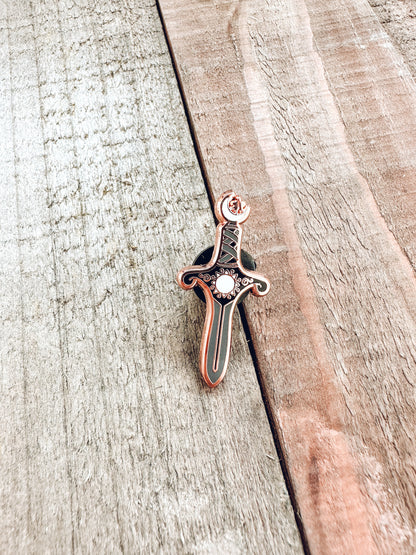 Dagger Enamel Pin | Rose Gold Hard Enamel Pin | Dark Fantasy Witchy Pin