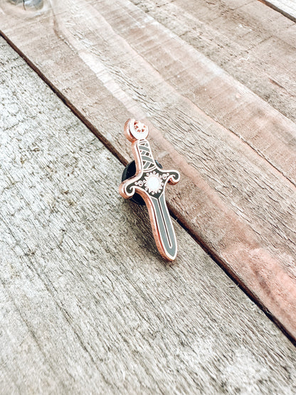 Dagger Enamel Pin | Rose Gold Hard Enamel Pin | Dark Fantasy Witchy Pin
