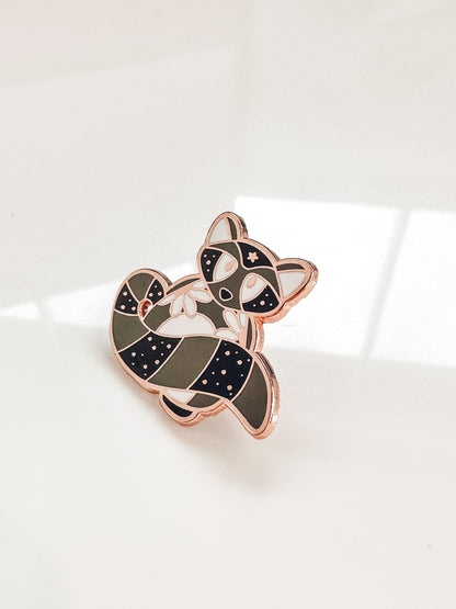 Raccoon Enamel Pin | Rose Gold Hard Enamel Pin | Cottagecore Nature Lover Pin
