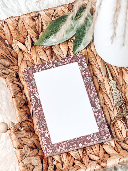 Dark Floral Notepad | Botanical To-Do List & Grocery Pad