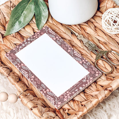 Dark Floral Notepad | Botanical To-Do List & Grocery Pad