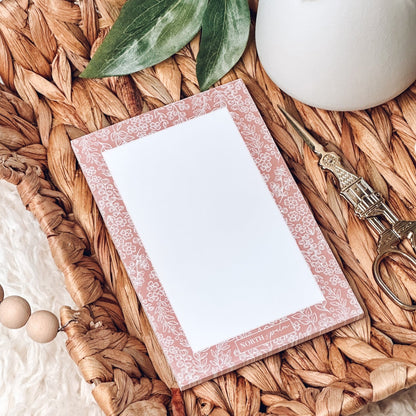 Pink Floral Notepad | Cute Handmade Desk Stationery