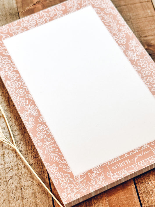 Pink floral notepad