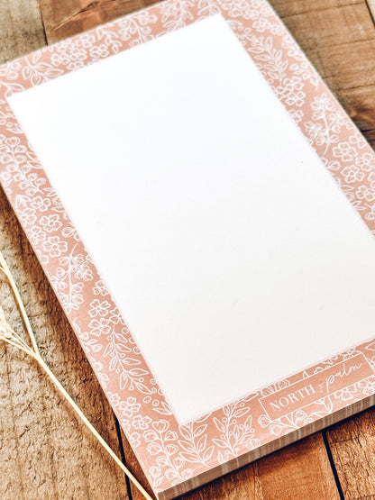 Pink Floral Notepad | Cute Handmade Desk Stationery