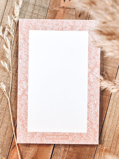 Pink Floral Notepad | Cute Handmade Desk Stationery