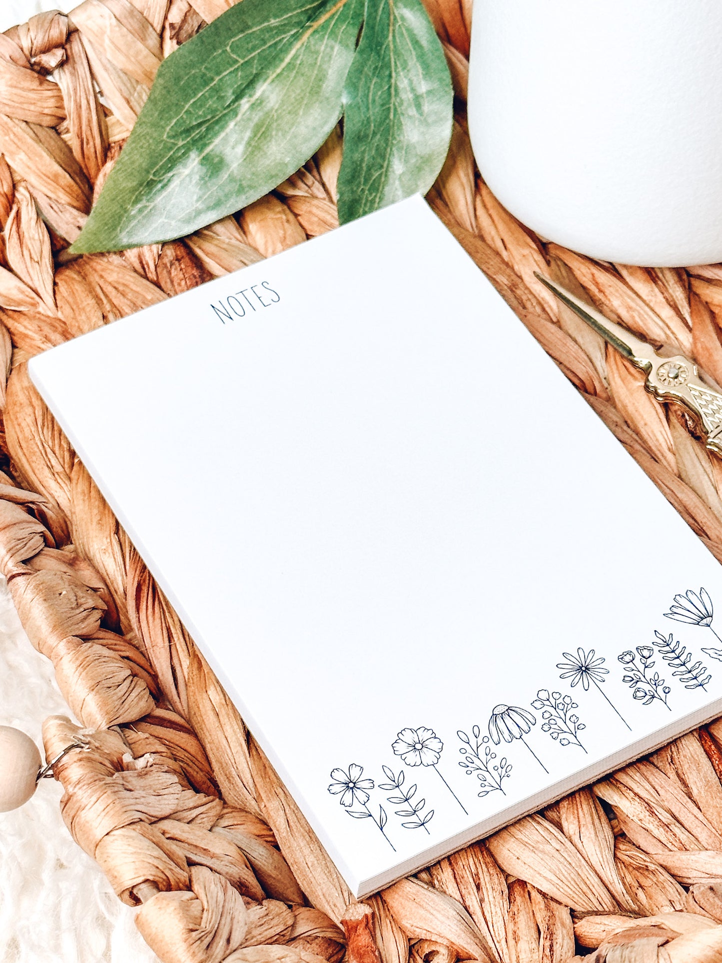 White wild flower notepad