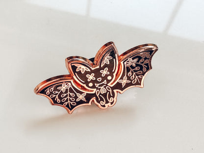 Bat Enamel Pin | Rose Gold Hard Enamel Pin | Witchy Bag Pin