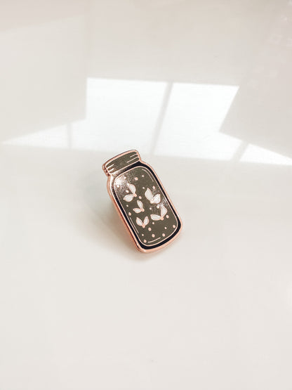 Fireflies Enamel Pin | Rose Gold Hard Enamel Pin | Cottagecore Nature Pin