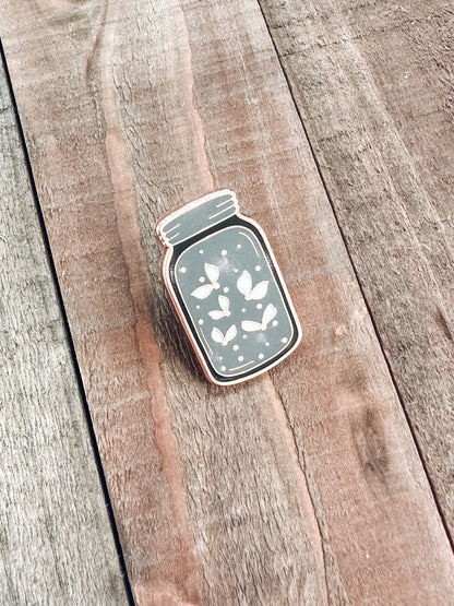 Fireflies Enamel Pin | Rose Gold Hard Enamel Pin | Cottagecore Nature Pin