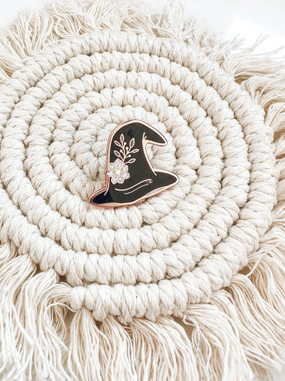 Witch's Hat Enamel Pin | Rose Gold Hard Enamel Pin | Witchy Halloween Pin