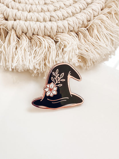 Witch's Hat Enamel Pin | Rose Gold Hard Enamel Pin | Witchy Halloween Pin