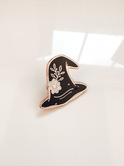 Witch's Hat Enamel Pin | Rose Gold Hard Enamel Pin | Witchy Halloween Pin