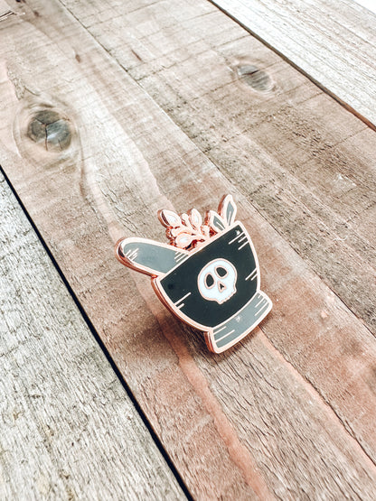 Mortar and Pestle Enamel Pin | Rose Gold Hard Enamel Pin | Witchy Herbalist Pin