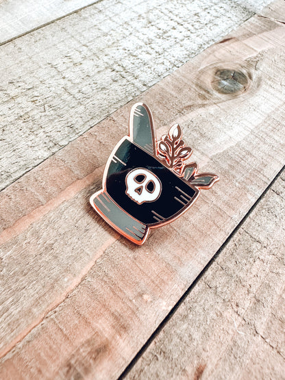 Mortar and Pestle Enamel Pin | Rose Gold Hard Enamel Pin | Witchy Herbalist Pin