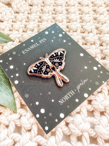 Moth Enamel Pin | Rose Gold Hard Enamel Pin | Witchy Nature Lover Pin