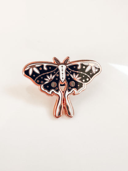 Moth Enamel Pin | Rose Gold Hard Enamel Pin | Witchy Nature Lover Pin