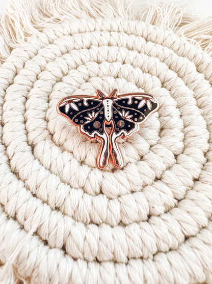 Moth Enamel Pin | Rose Gold Hard Enamel Pin | Witchy Nature Lover Pin