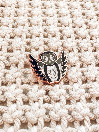 Owl Enamel Pin | Rose Gold Hard Enamel Pin | Witchy Nature Lover Pin